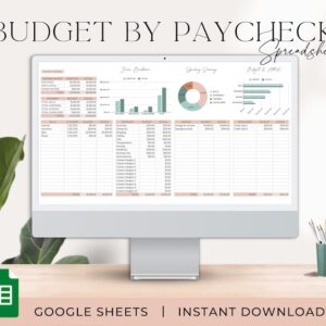 Paycheck Budget Template with income and expense categories.